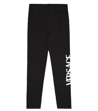 Logo-print cotton-blend leggings | Versace Kids