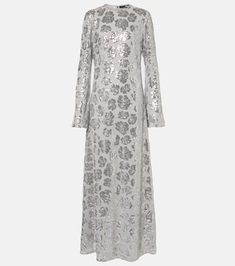 Floral sequined chiffon maxi dress | Rotate