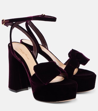 70 bow-detail velvet platform sandals | Gianvito Rossi