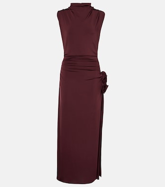 Floral-appliqué draped midi dress | Magda Butrym