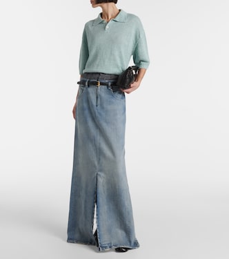 Gonna lunga Four Stitches in denim | Maison Margiela