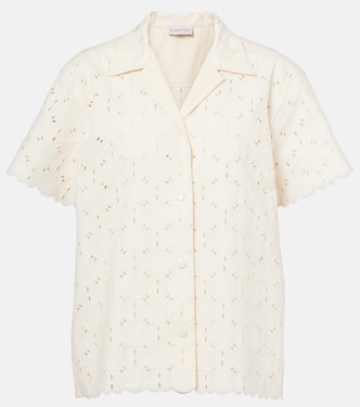 Broderie anglaise cotton-blend bowling shirt | Moncler