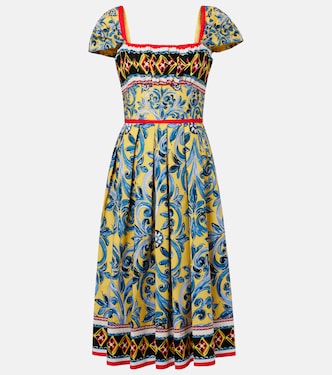 Vestido midi plisado estampado | Dolce&Gabbana