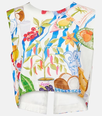 Printed linen-blend crop top | Farm Rio