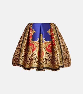 Pleated printed satin miniskirt | Versace