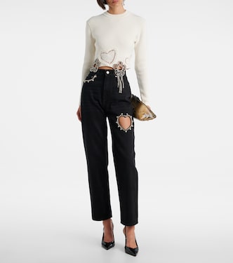 Crystal-embellished wide-leg jeans | Area
