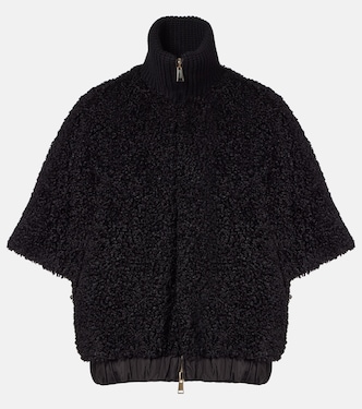 Reversible leather-trimmed cape | Moncler