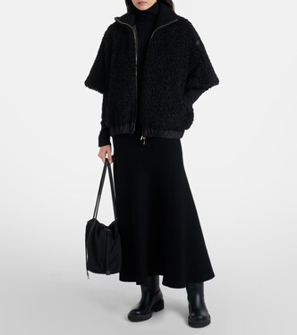 Reversible leather-trimmed cape | Moncler