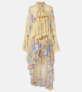 Embellished asymmetric silk georgette maxi dress | Camilla