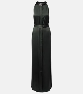 Belted satin crêpe halterneck gown | Tom Ford