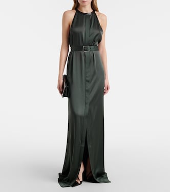 Belted satin crêpe halterneck gown | Tom Ford