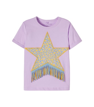 Fringed printed cotton jersey T-shirt | Stella McCartney Kids