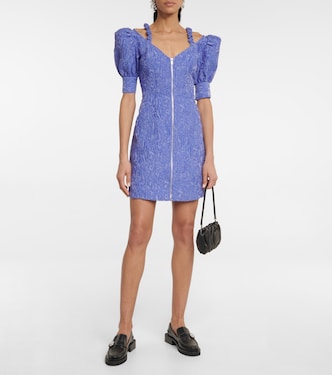 Jacquard puff-sleeve minidress | Ganni