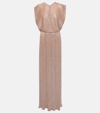 Metallic pleated gown | Costarellos