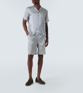 Shorts Palma de mezcla de seda estampada | Frescobol Carioca