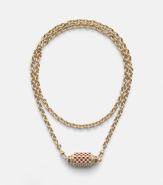 Halskette Check aus 18kt Gelbgold mit Diamanten und Rubinen | Marie Lichtenberg
