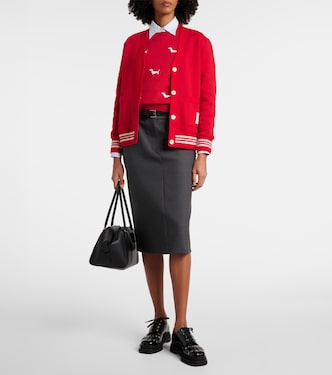 Cardigan 4-Bar in bouclé di cotone | Thom Browne