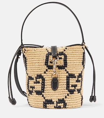 GG Small leather-trimmed bucket bag | Gucci