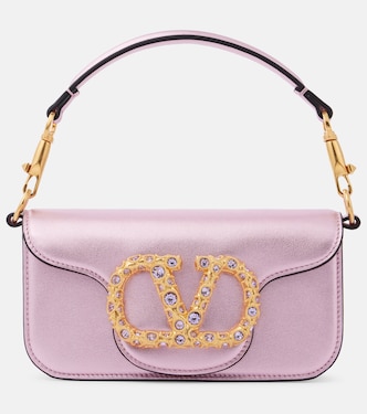 Locò Small metallic leather shoulder bag | Valentino Garavani