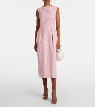 Robe midi brodée en toile à fleurs | Erdem