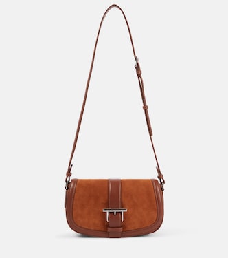 Borsa a tracolla T-Bar Small in suede | McQueen