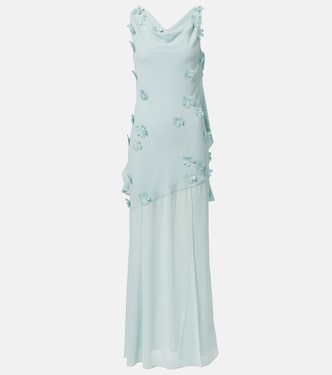 Floral-appliqué ruffled gown | Rotate