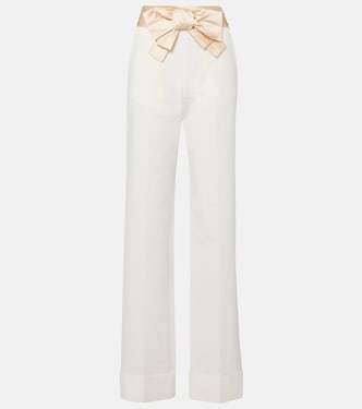 Gerade High-Rise-Hose aus Baumwolle und Leinen | Valentino