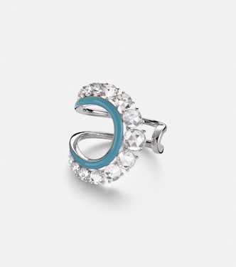 Moonlight 18kt white gold ring with diamonds and enamel | Kamyen