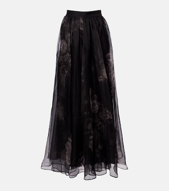 Hypnotic floral silk organza maxi skirt | Zimmermann