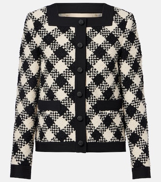 Chaqueta de tweed a cuadros con volantes | Valentino