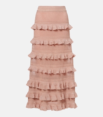 Rebellion ruffled lamé midi skirt | Zimmermann