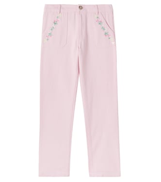 Embroidered floral cotton twill pants | Tartine et Chocolat