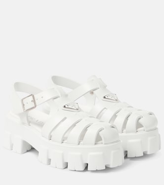 Monolith logo platform sandals | Prada