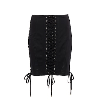 Lace-up cotton-blend miniskirt | Dolce&Gabbana
