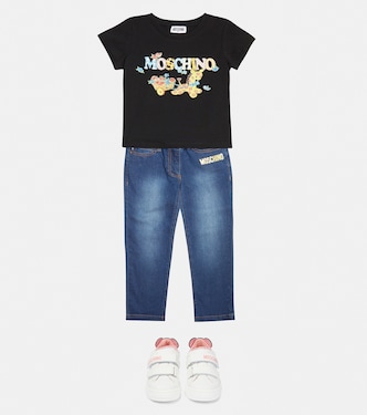 T-shirt in misto cotone con logo | Moschino Kids