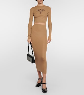 Gonna midi in seta a vita alta | Prada