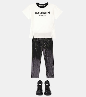Stivali in pelle con logo | Balmain Kids