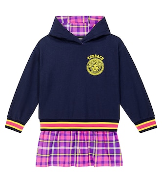 Robe sweat-shirt à capuche imprimée en coton | Versace Kids