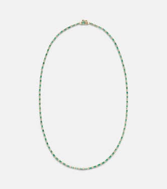 Halskette Linear aus 18kt Gelbgold mit Smaragden | Suzanne Kalan