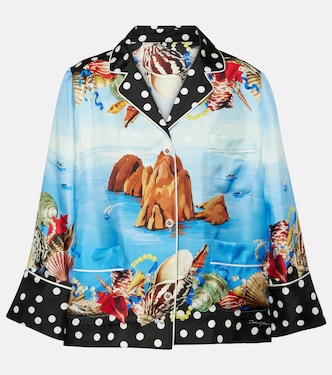 Camicia Capri in raso di seta con stampa | Dolce&Gabbana