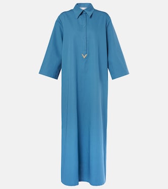 Vestido camisero de algodón y lino con VGold | Valentino