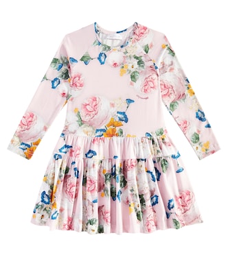 Floral cotton-blend dress | Monnalisa