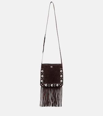 Bolso cruzado Nellcôte Small de ante con flecos | Valentino Garavani