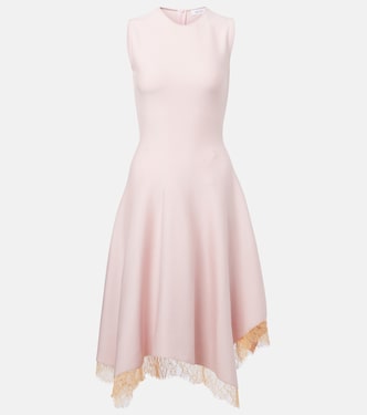 Vestido midi asimétrico con encaje | McQueen