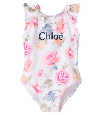Baby logo floral swimsuit | Chloé Kids