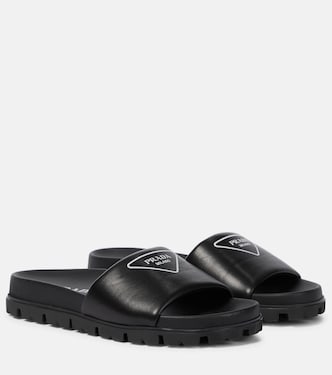 Logo leather slides | Prada