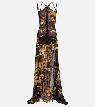 Printed silk-blend chiffon gown | KNWLS