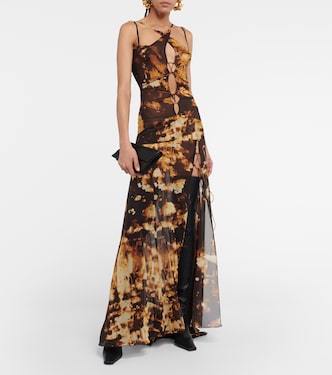 Printed silk-blend chiffon gown | KNWLS