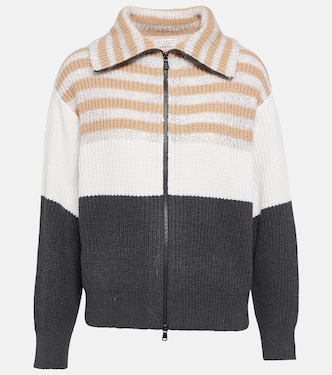 Pullover in lana, cashmere e seta a righe | Brunello Cucinelli
