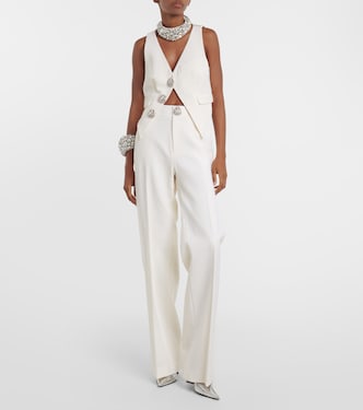 Embellished cutout wool flared pants | Area
